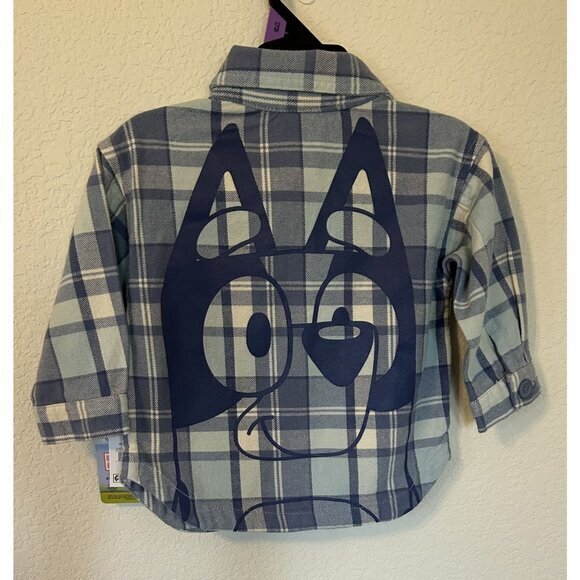 NWT Kids Bluey Long Sleeved Collared Button Down Flannel Shirt‎ Size 12 Months - Picture 2 of 5